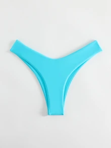 SHEIN Swim Basics 素色高衩泳衣下裝 - 藍色 - 查看 6