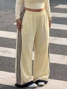 Comfortcana New Plus Size Casual Black Versatile Minimalist Pants - Light Yellow - View 3