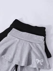 SHEIN Baby Girls' Fashion Ballet Dance Skorts, Comfortable Casual Versatile Sweet Princess Style, Autumn/Winter - Multicolor - View 8