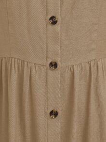 Linhara CURVE Plus Size Woven Elegant Summer Long Dress Fall - Khaki - View 5