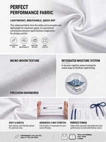 Powerista Women's Summer And Spring White And Navy Blue Activewear Two Piece Set Spaghetti Straps Cross Back High Support Sports Bra And Elastic Waist Shorts - White - View 5
