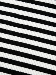 Balvessa Women's Striped Colorblock Off-Shoulder Casual Everyday T-Shirt - Black and White - View 6