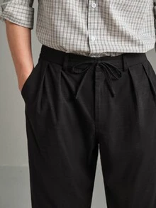 Calmiston 男士長褲 寬鬆長褲 優雅休閒街頭風 舒適日常穿著 家居休閒 度假棉質黑色 秋季 - 黑色 - 查看 5