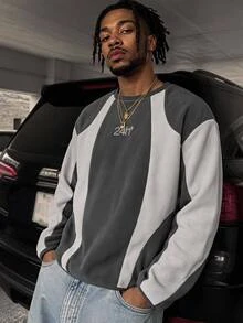 GETOML Men's Casual Elegant Everyday Embroidered Pullover Sweatshirt - Multicolor - View 9