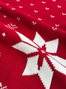 SHEIN Christmas Fair Isle Knit Lounge Set - Red - View 10