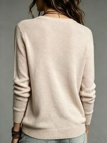 SHEIN Women's Casual Versatile Sweater, Autumn/Winter - Apricot - View 2