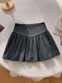 SHEIN Tween Girl Spring Summer Autumn Winter Sports Casual Pleated Mini Skirt - Grey - View 2