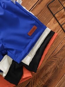 SHEIN 4色夏季新款休閒時尚寬鬆運動短褲，男嬰適用，輕量百搭膝長短褲，橘色、藍色、黑色、白色，沙灘游泳適用 - 彩色 - 查看 4