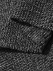 Dazy Plus Solid Color Fitted Elegant Casual Commute Base Layer Long Sleeve Pullover Sweater, Autumn/Winter New Style - Dark Grey - View 9