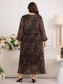 Modelyn Plus Size Women's Leopard Print Casual Party & Travel Dress - Multicolor - View 2