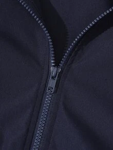 SHEIN Set Pakaian Musim Gugur untuk Remaja Perempuan: 3 potong/set, terdiri dari hoodie lengan panjang, jaket pendek lengan panjang terbuka di depan, dan tank top camisole putih. - Navy Blue - View 8