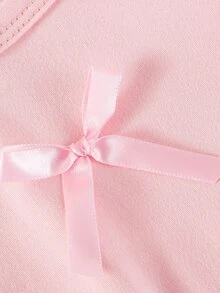 SHEIN Playful Pals 3件組女嬰甜美可愛三色休閒連身衣，夏季家庭穿搭，灰粉色、淺粉色、白色 - 彩色 - 查看 4