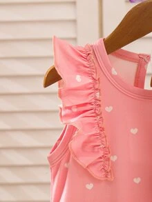 SHEIN Playful Pals 3件組女嬰象牙色粉色白色甜美花卉印花短袖連身褲 夏季可愛休閒熱帶極簡風連身褲 適合單身派對度假 - 彩色 - 查看 5
