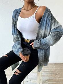 SHEIN 秋冬休閒混紡漸層開襟毛衣 - 彩色 - 查看 7