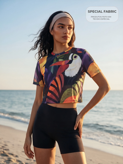 CAJUNI Áo thun thể thao nữ mặc thường ngày phong cách casual in toàn thân