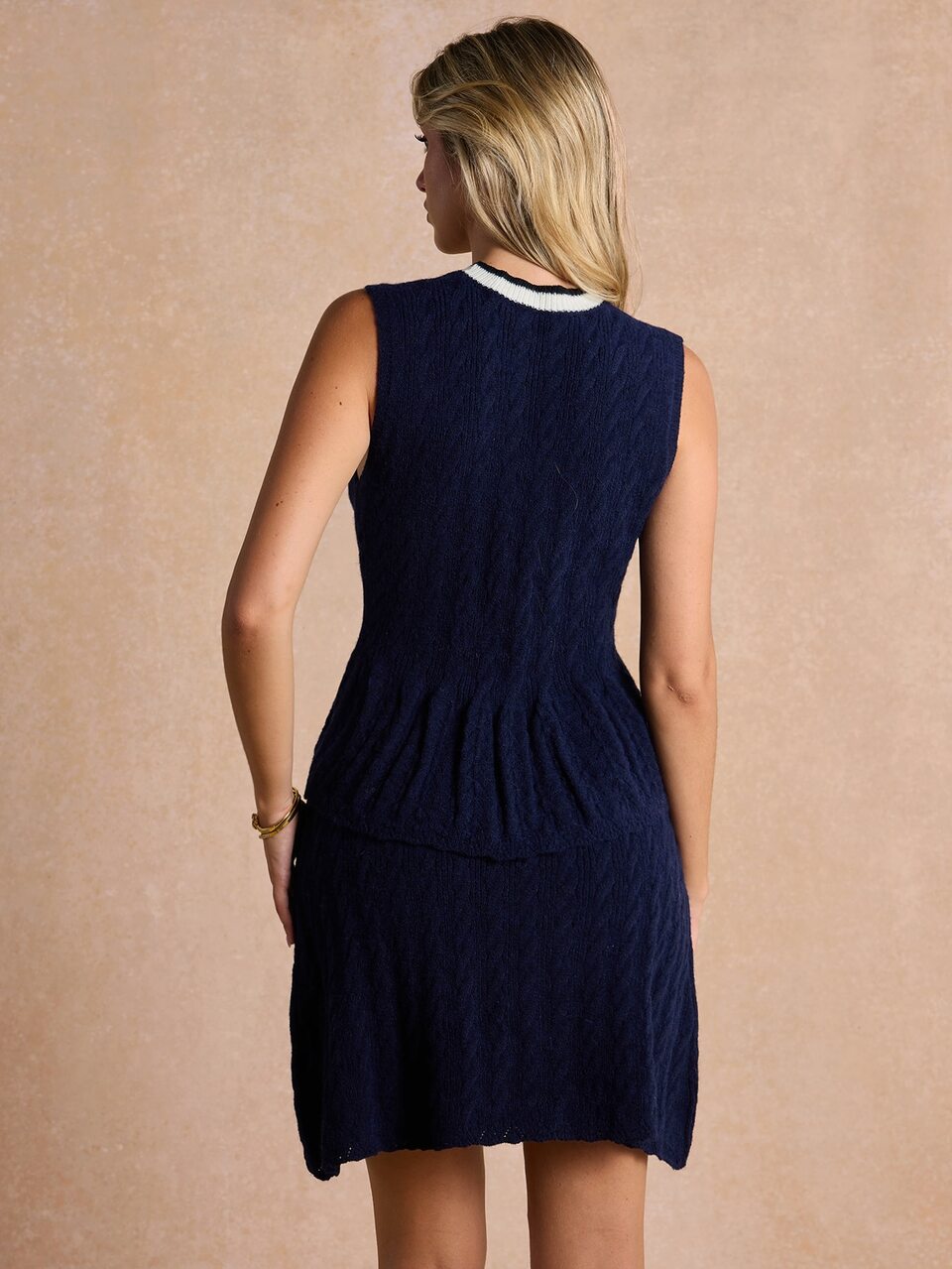 Enchnt Premium Verano Romántico Preppy Elegante Top y Falda Azul Marino Suéter 2 piezas/Set,Vestido Casual,Atuendo de Festival,Atuendos de Oficina y Brunch