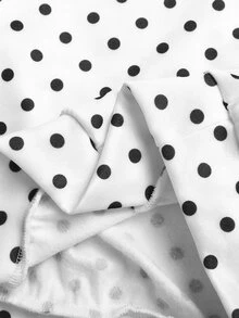 SHEIN Tween Girl Black White Polka Dot Print Tape Decor Sweatshirt, Pullover For Autumn, School - Black and White - View 14