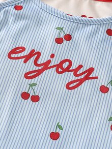 2 Pieces Girls Toddler Homewear Spaghetti Strap Sleeveless Cami Dress Summer Blue White And Pink - Multicolor - View 7