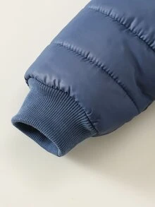 SHEIN 男嬰款絎縫保暖內裡加厚冬季連身衣，適合秋冬戶外滑雪 - 藍色 - 查看 5