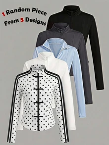 SHEIN Jaket Longgar Lengan Panjang dengan Tali Serut di Pinggang, Warna Cokelat dan Merah Muda, Gaya Streetwear Musim Gugur untuk Remaja Perempuan - Hitam dan Putih - View 10