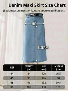 SHEIN Plus High Waist Casual Style Light Blue Wash Regular Fit Button Front Long Denim Skirt - Light Wash - View 4