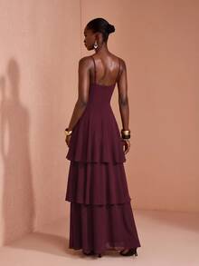 JIAN LASALA Layer Hem Maxi Cami Dress - Burgundy - View 2