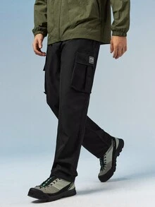 Caldwick Men's Casual Utility Pants, Outdoor Hiking Straight Leg Trousers, Spring/Autumn Black Sports - Black - View 1