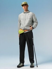 Caldwick 男士休闲工装裤，时尚户外工作裤，秋冬黑色春季运动裤 - 黑色 - 查看 2
