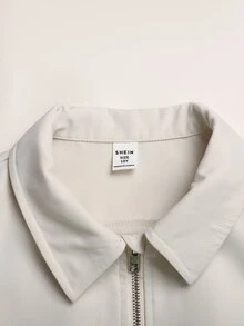SHEIN 兒童青少年女孩拉鍊式PU皮革秋季夾克 - 白色 - 查看 5