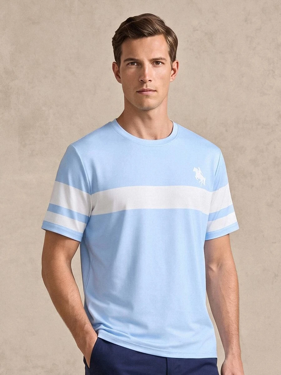 Courvante 3pcs Men's Classic Striped T-Shirt, Suitable For Daily Wear, Holiday - Multicolor - View 1
