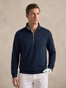 Courvante Men's 3pcs Solid Color Quarter Zip Pullover Sweatshirt, For Fall Winter, Long Sleeve Tops, Golf, Tennis, Business Commute, Winter - Multicolor - View 1