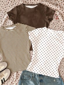 Kids Tween Girl 3PCS Tween Girl Summer Casual Short Sleeve T-Shirts - White - View 4