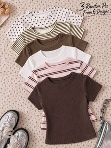 Kids Tween Girl 3PCS Tween Girl Summer Casual Short Sleeve T-Shirts - White - View 1