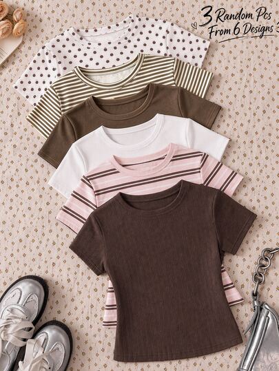 Kids Tween Girl 3PCS Tween Girl Summer Casual Short Sleeve T-Shirts