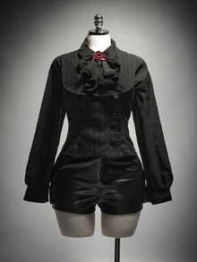 SHEIN ICON Plus Size Retro 1920 Vintage Sexy Y2K Elegant British Style Simple Commuter Dinner Party Black And White Double-Breasted Suit Vest Halloween Summer - Dark Grey - View 1