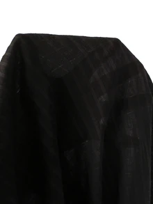 TrendSteals Jaket Gaya Kimono, Bahan Kain Lipit Acak, Musim Panas - Hitam - View 6