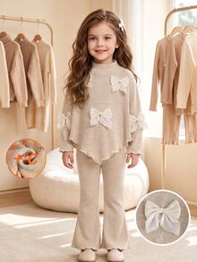 SHEIN Playful Pals 女童（小）T卹套裝 - 卡其色 - 查看 4