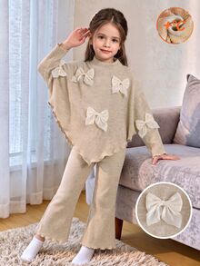 SHEIN Playful Pals 女童（小）T卹套裝 - 卡其色 - 查看 7