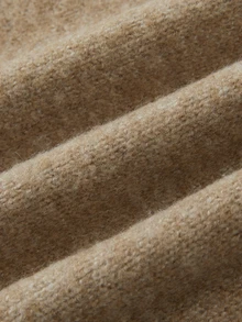 SHEIN Gaun Midi Rajut Leher Tinggi dengan Kancing Plaket dan Bahu Jatuh, Gaun Sweater Longgar - Coklat - View 7