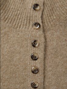 SHEIN Gaun Midi Rajut Leher Tinggi dengan Kancing Plaket dan Bahu Jatuh, Gaun Sweater Longgar - Coklat - View 5