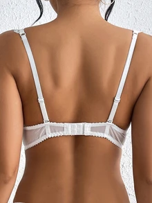 Crystal Vow 1pc Women Full Lace Supportive Push-Up Padded Underwire Bra, Comfortable Cup Lingerie - White - View 2