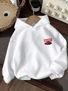 Baby Boy Car & Slogan Graphic Drop Shoulder Autumn Hoodie - Multicolor - View 2