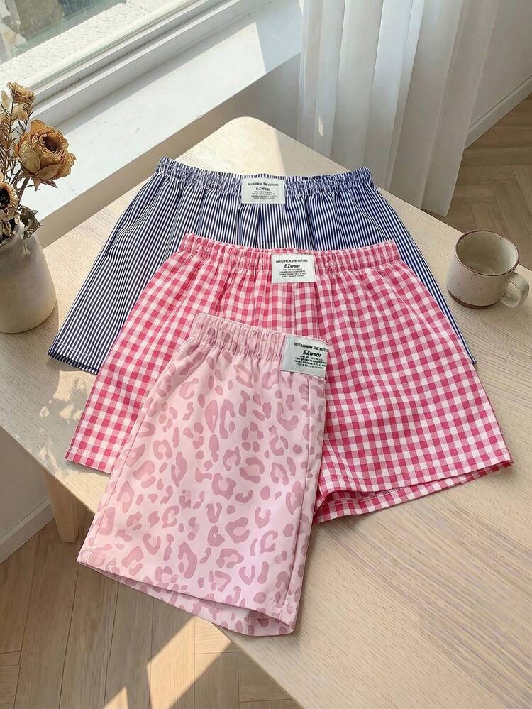 Comfortcana 3pcs Set Comfortable Women's Short Casual Shorts, Woven Fabric, Suitable For Daily Wear, Camouflage Print Shorts Set - Multicolor - View 3