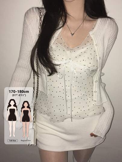 Dazy Tall Women's Polka Dot Casual Versatile Daily Wear Top
