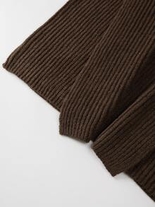 SHEIN Waterfall Collar Drop Shoulder Open Front Cardigan - Coffee Brown - View 5