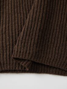 SHEIN Waterfall Collar Drop Shoulder Open Front Cardigan - Coffee Brown - View 3