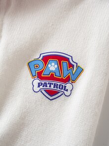 SHEIN | PAW Patrol 小男孩紅色拼色拼接袖聯名卡通圖案印花圓領長袖寬鬆毛衣，柔軟舒適，適合聖誕節、日常穿著，百搭時尚 - 紅白色 - 查看 5