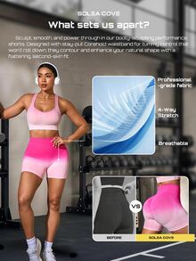 Solea Cove Women's Gradient High Waist Daily Fitness Sports Shorts - Multicolor - View 6