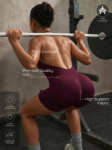 Solea Cove Jumpsuit Olahraga Wanita Model Halter Berlipit Leher V, Jumpsuit Ketat Tanpa Punggung untuk Melangsingkan, Mengontrol Perut, dan Mengangkat Bokong - MultiWarna - View 7