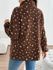 SHEIN Women's Maternity Brown Floral 3-In-1 Warm Jacket – Winter - Brown - View 5